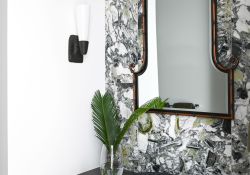 luxury powder room exquisite marble natural stone kohler sink travel interior design world influences